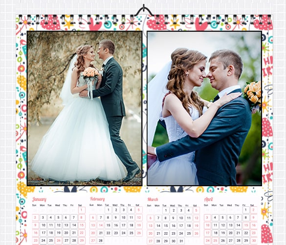 Photo poster calendar of wedding