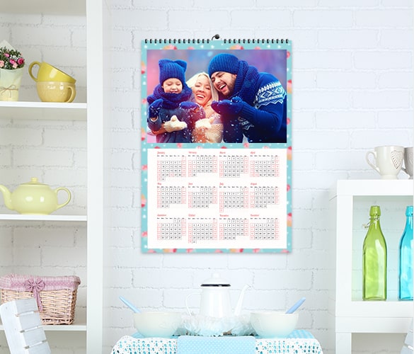 Family photo printed on poster calendar