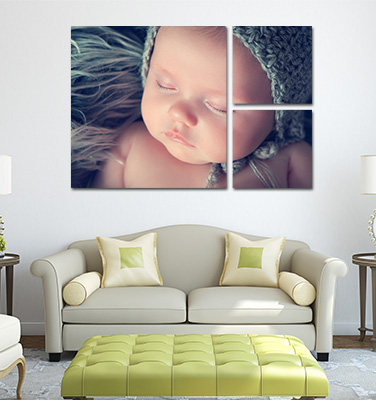 Newly Born Baby Photo Print on 3 Panel Custom Split Canvas Prints Australia CanvasChamp