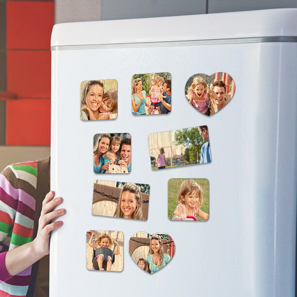 Family photos printed on photo magnets