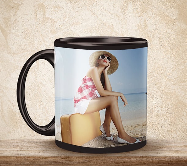 Self portrait photo printed on large photo mugs