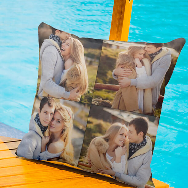 Couple photo collage printed on photo pillow