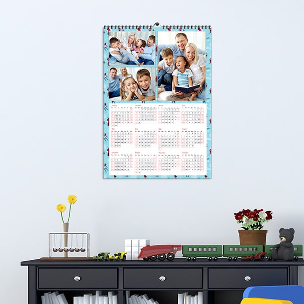 Family photo printed on large poster calendar